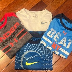 Nike and Under Armour lot of 4 boys long sleeve t-shirts